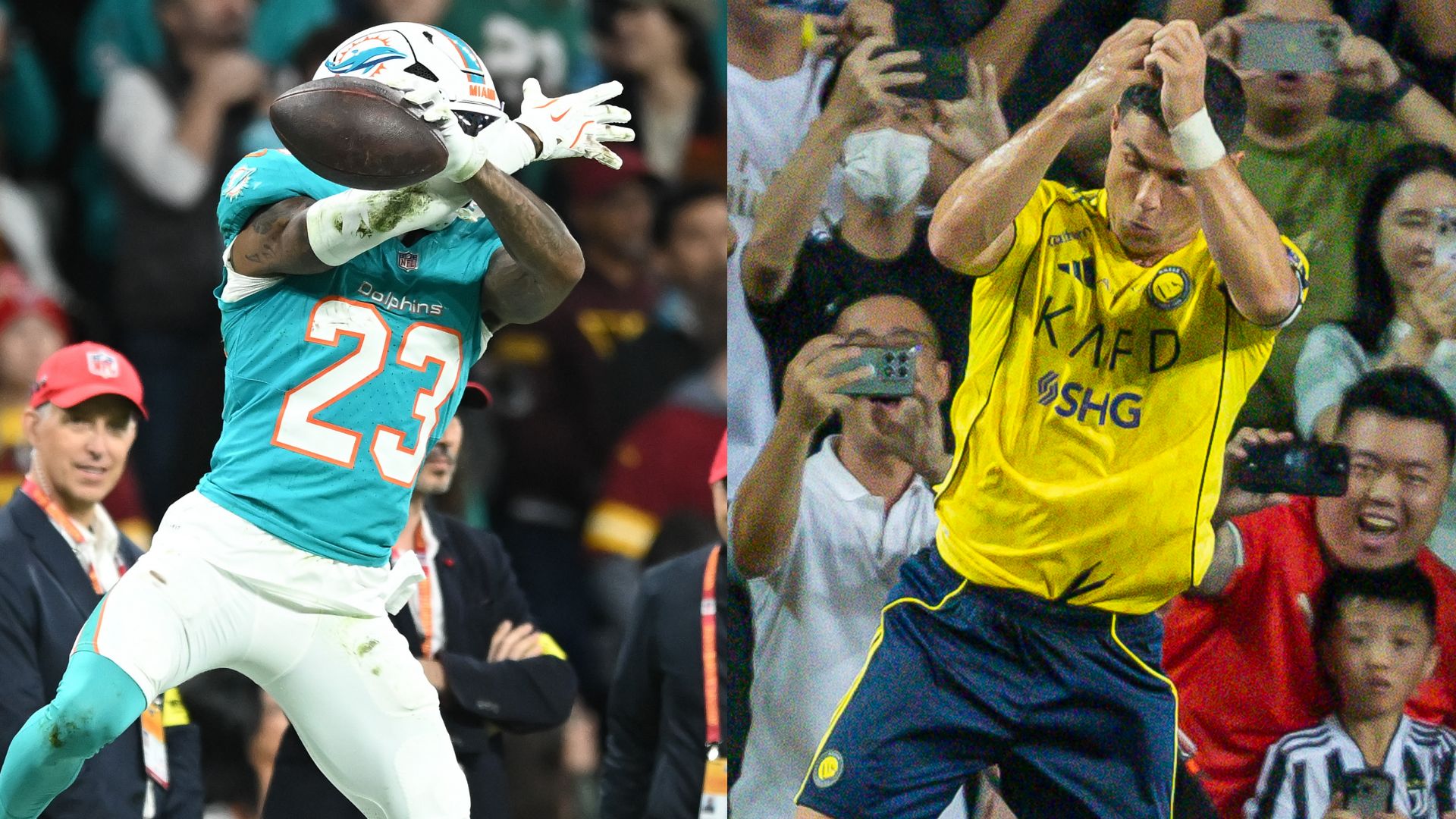 Miami Dolphins’ Jack Jones Mimics Cristiano Ronaldo’s Iconic ‘Siuuu’ Celebration at Santiago Bernabéu After Overtime Interception in Landmark NFL Game